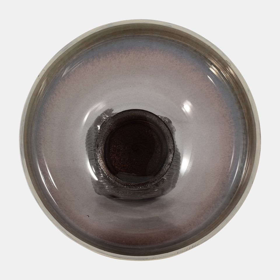 Glass, 12" Bowl On Metal Base