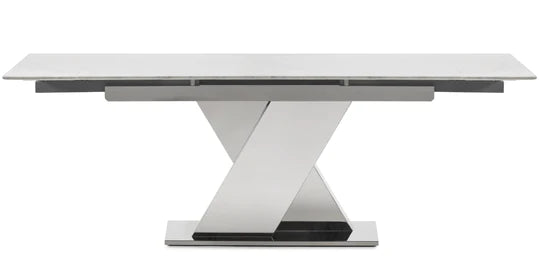 Crossed White Italian Carrara Marble Top Dining Table