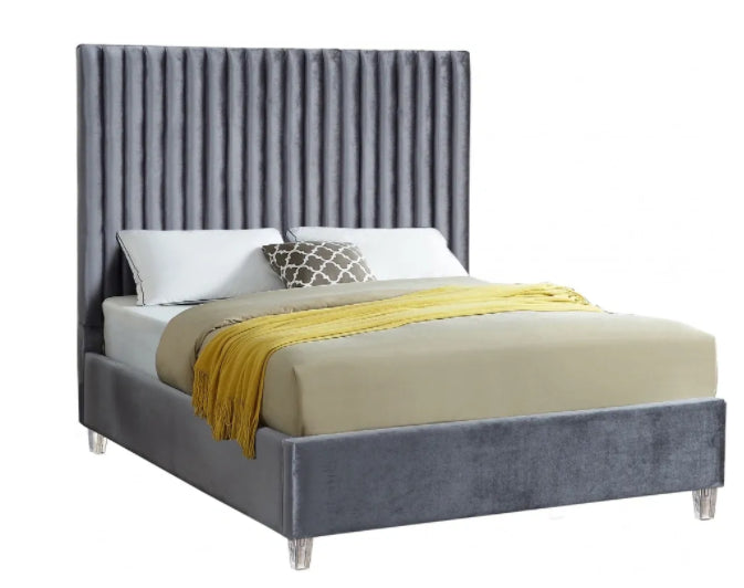 Chloe Velvet Bed With Acrylic Legs