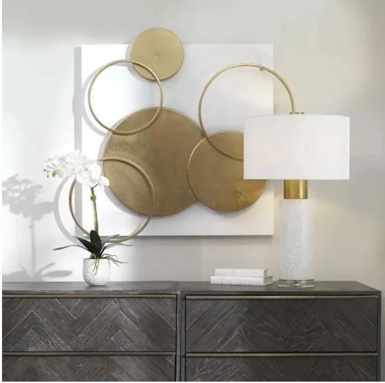 Gold & White Metal Wall Panel