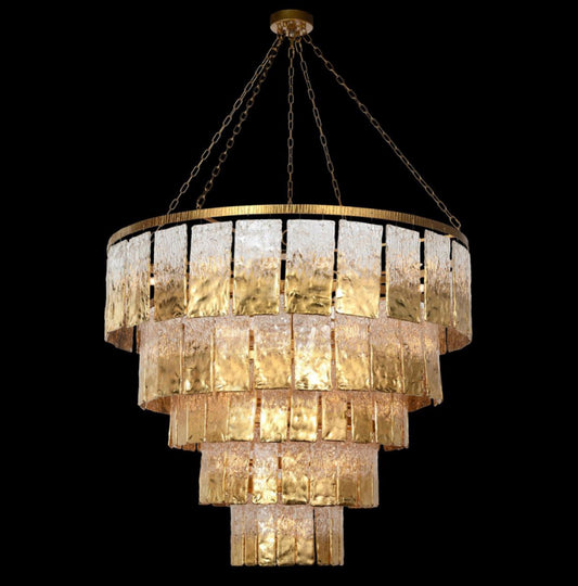 Twenty-Four-Light Glass Chandelier, Gold