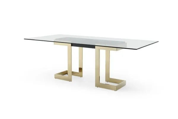 Kiki Glass and Gold Dining Table Set with 6 chairs