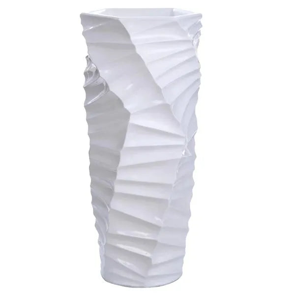 Large White Swirl Vase