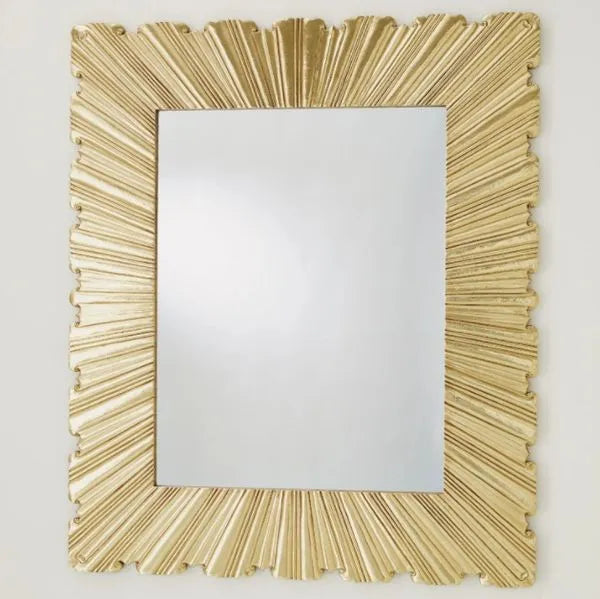 Linenfold Mirror- Brass-Lg