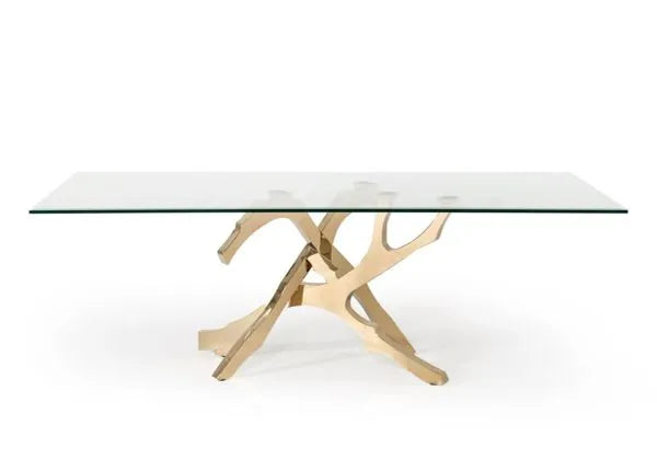 Lucy Glass & Gold Dining Table with 4 Chairs