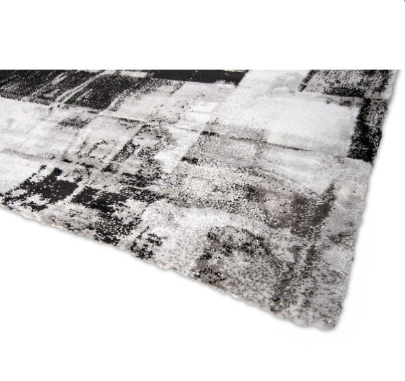 Black Silver & Grey Rug 9 x 12