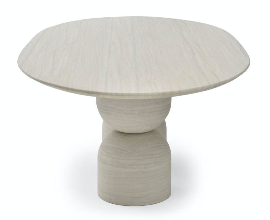 Rocca Travertine Marble Top Dining Table