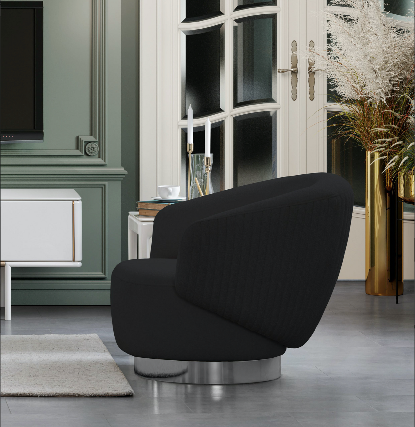 Erzin Black Swivel Accent Chair
