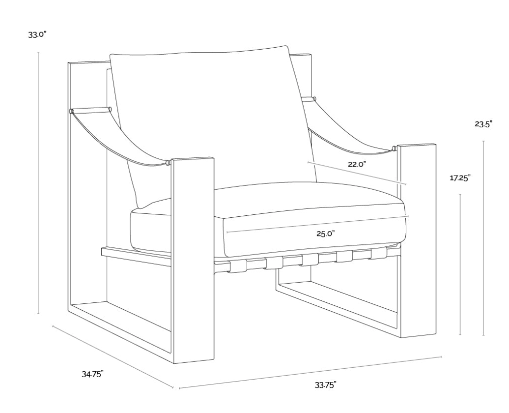 Noma Leather Lounge Chair - Gunmetal