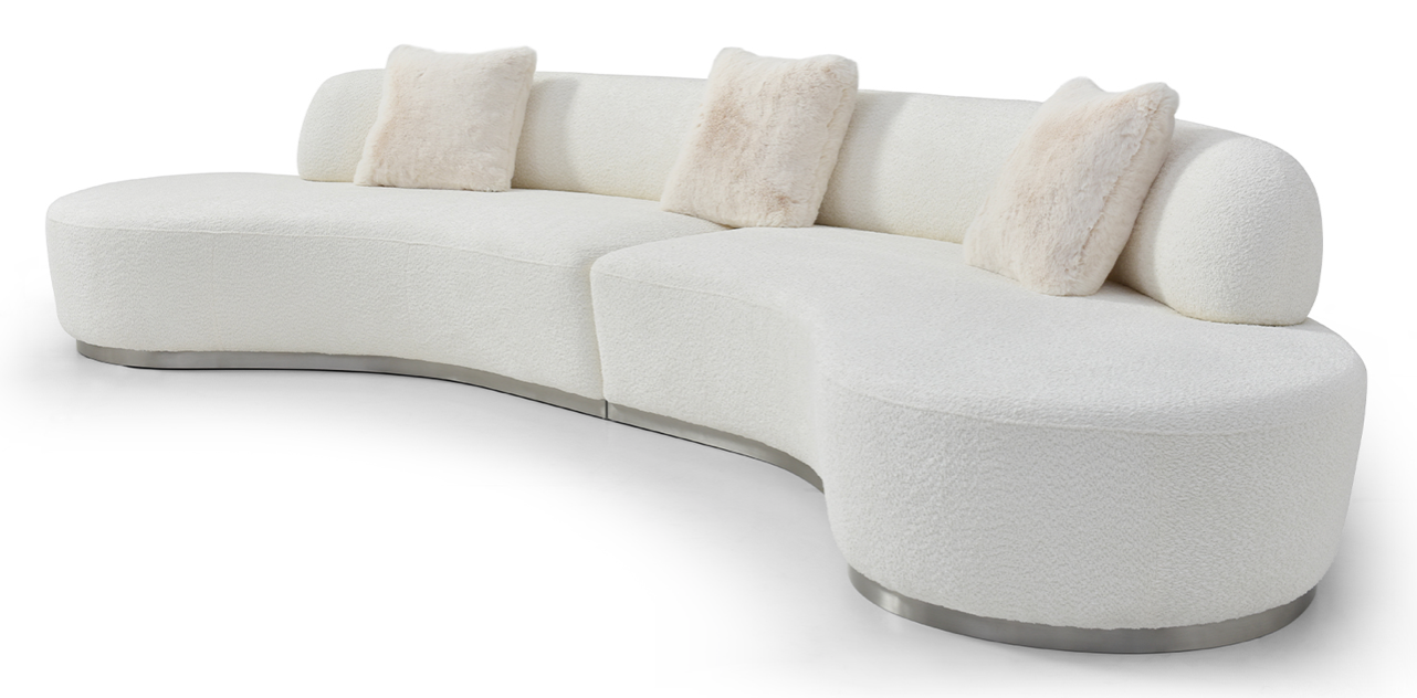 Perla White Boucle Curved Sofa