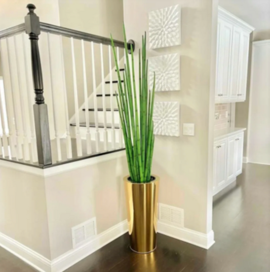 Pure Gold Stainless Steel Tapered Large Cone with Snake Grass Plant