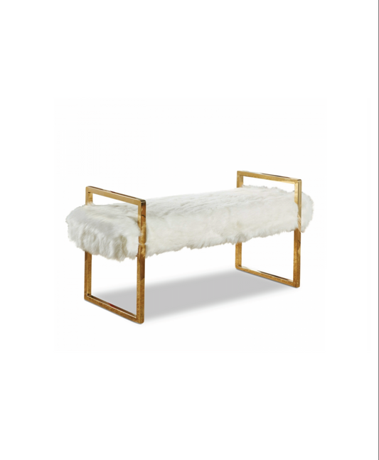 Jackie White Faux Fur Bench