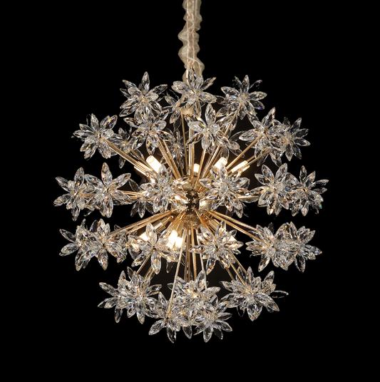 10 Light Crystal Ball Chandelier Round