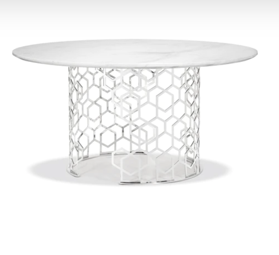Diamond Prism Marble Top Dining Table