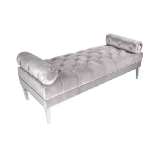 Prado Grey Velvet Tufted Bench