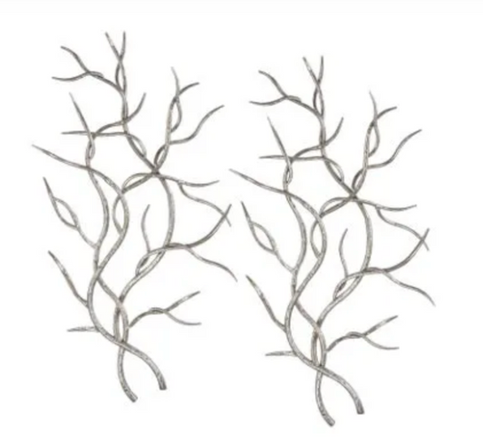 Silver Metal Branches Wall Decor Set of 2