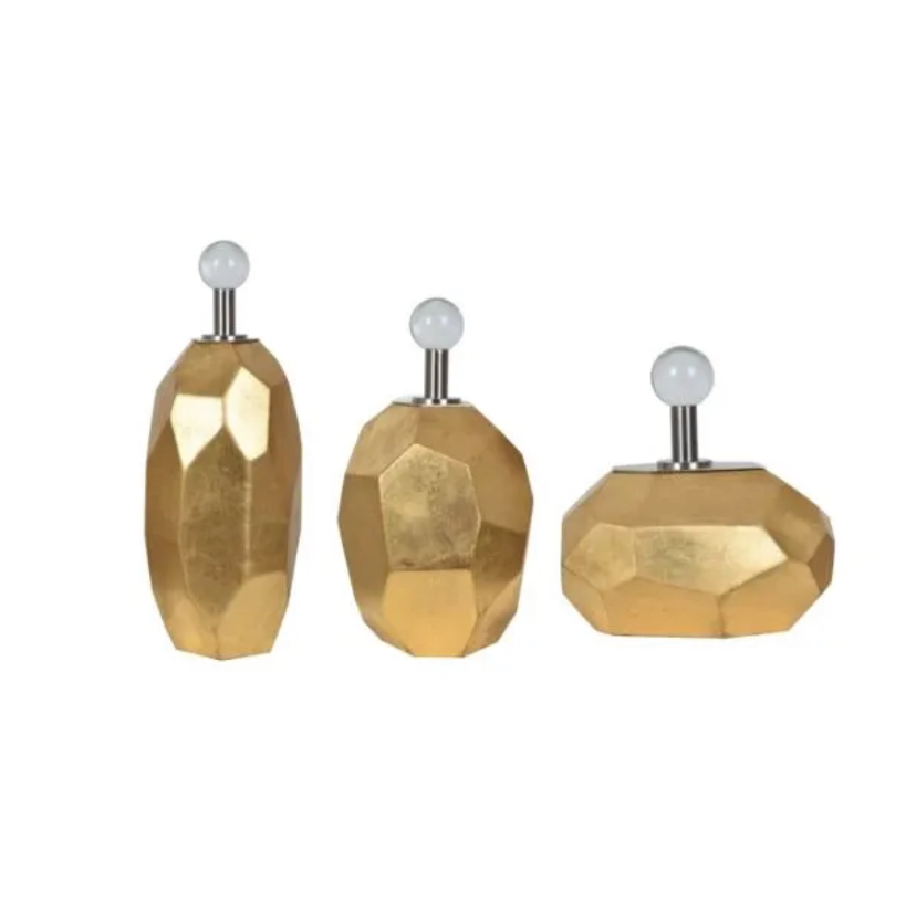 Set of 3 Vases Gold