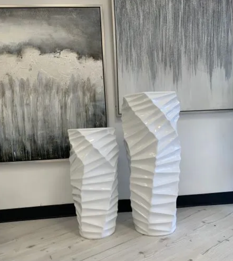Small White Swirl Vase