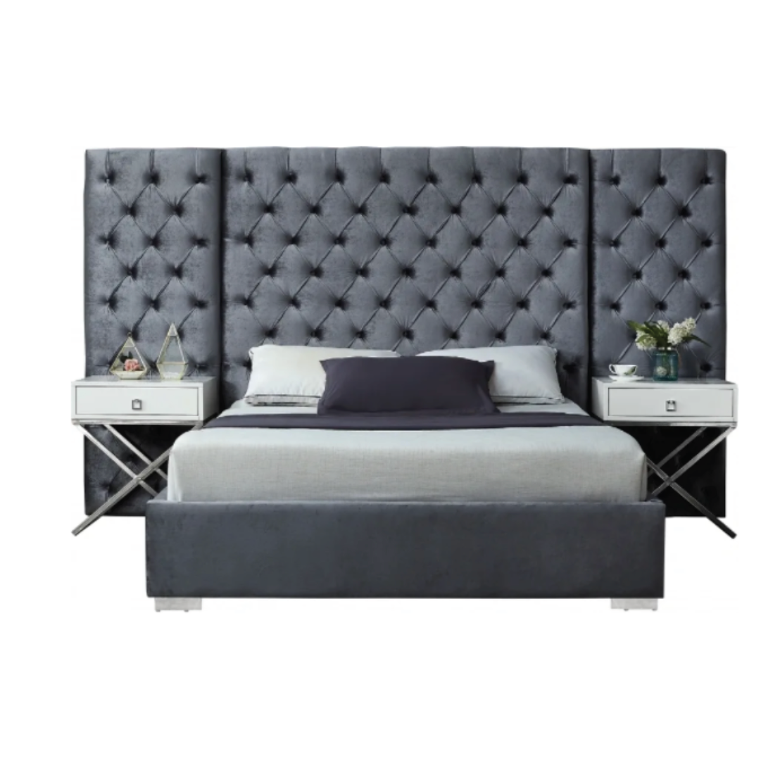 Veranda panel velvet queen bed