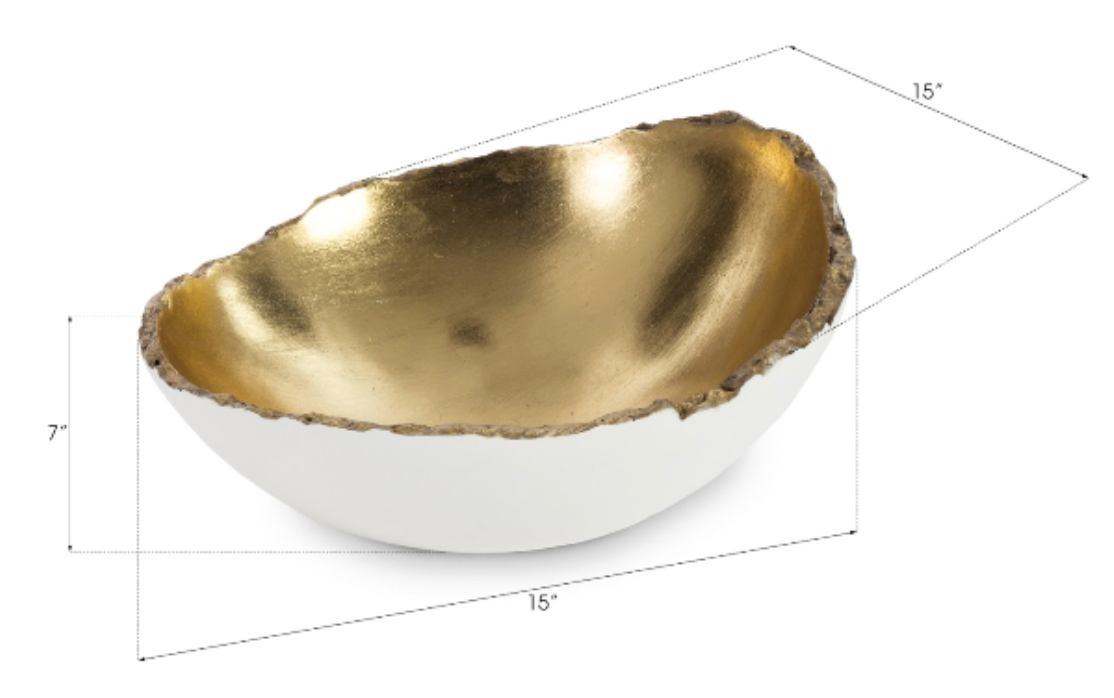 Broken Egg Bowl White and Gold Leaf