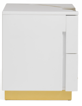 White and Gold 2 Drawer Nightstand