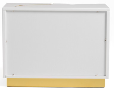 White and Gold 2 Drawer Nightstand