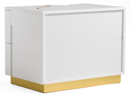 White and Gold 2 Drawer Nightstand