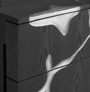 Matte Brown Ash & Silver 2 Drawer Nightstand