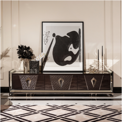 Glossy Charcoal Sand Media Cabinet