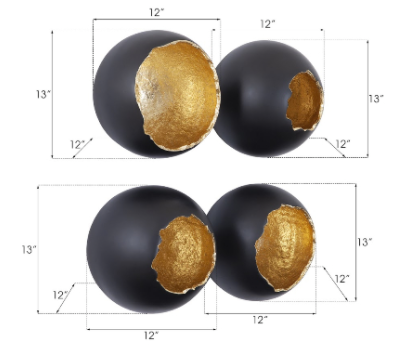 Black & Gold Broken Egg Set of 4