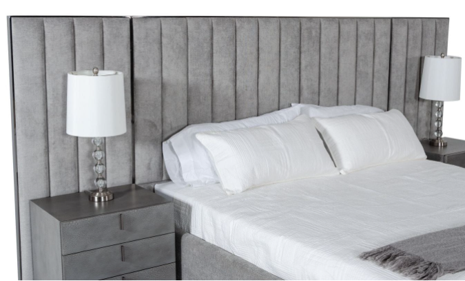 Grey and Black Stainless Steel Bed