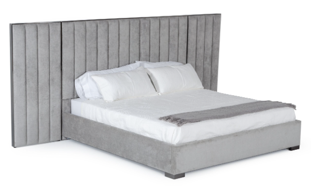 Grey and Black Stainless Steel Bed