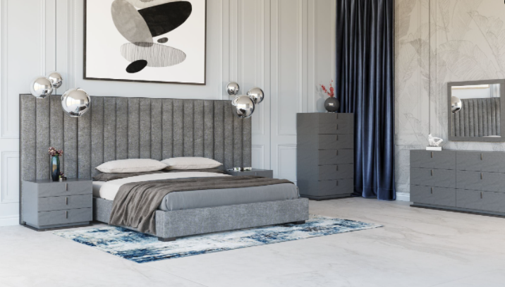 Grey and Black Stainless Steel Bed