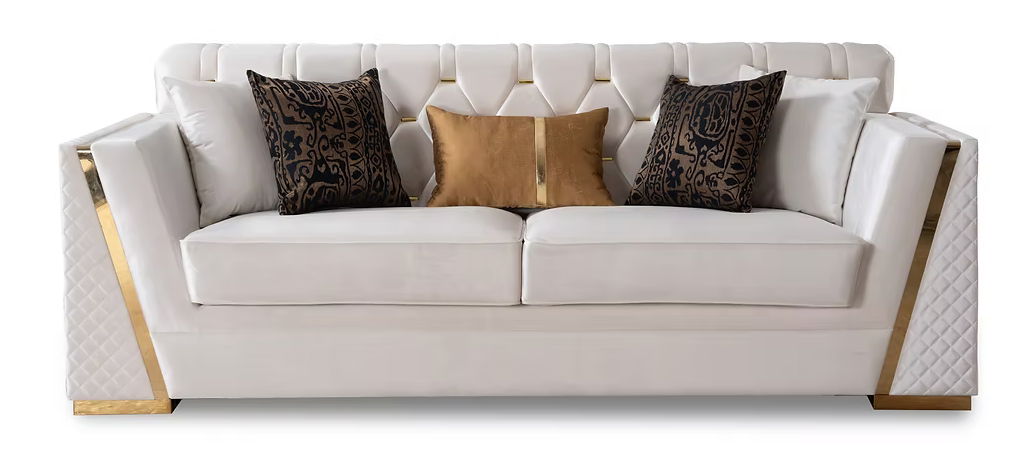 White & Gold Sofa & Loveseat Set