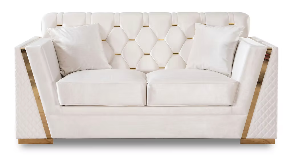 White & Gold Sofa & Loveseat Set