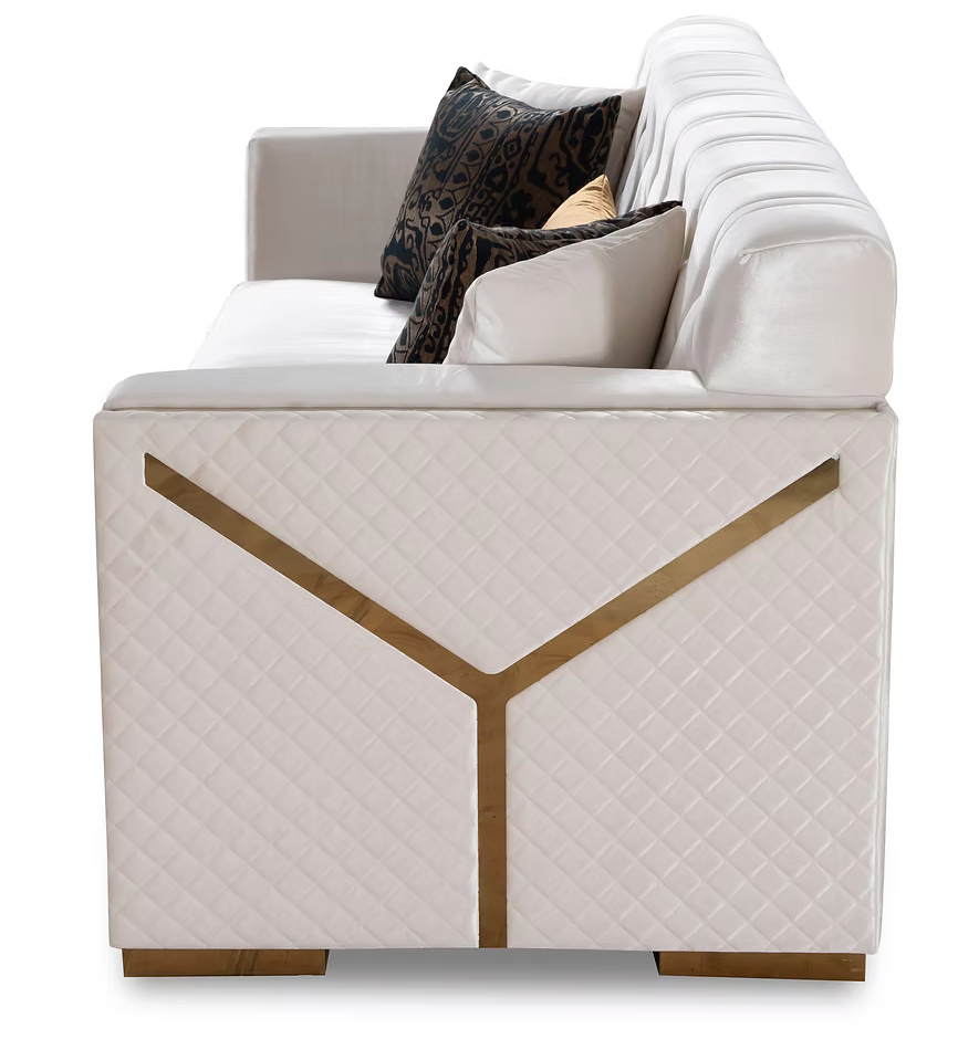 White & Gold Sofa & Loveseat Set