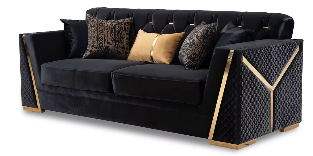 Black & Gold Sofa & Loveseat Set
