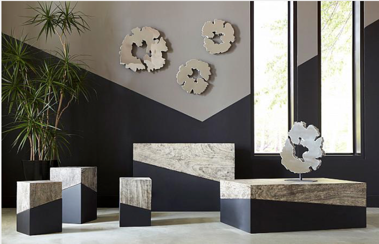 Lava Slice Sculpture on Stand, Resin, Stainless Steel