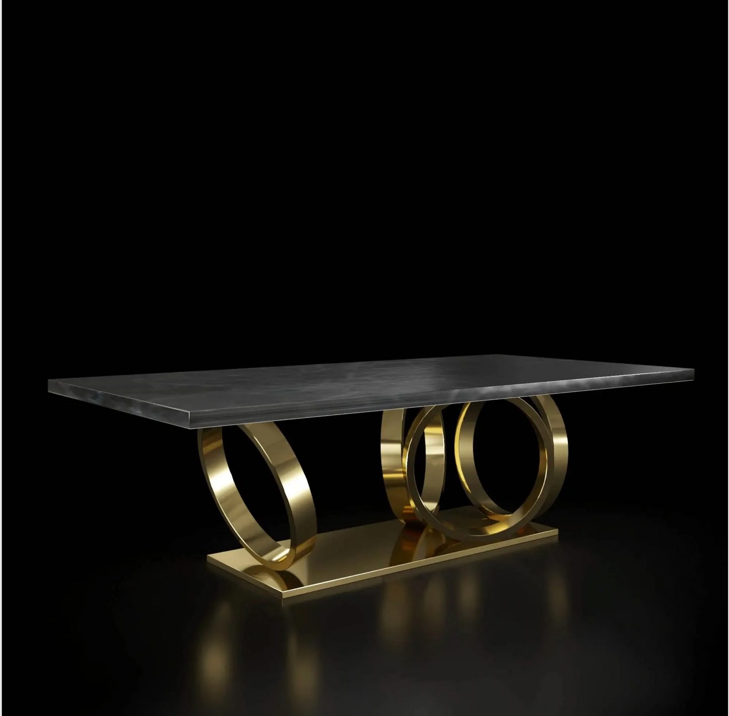 Orbitz Black Marble Brushed Gold Dining Table