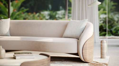 Caracole Fleur Wood Back Sofa