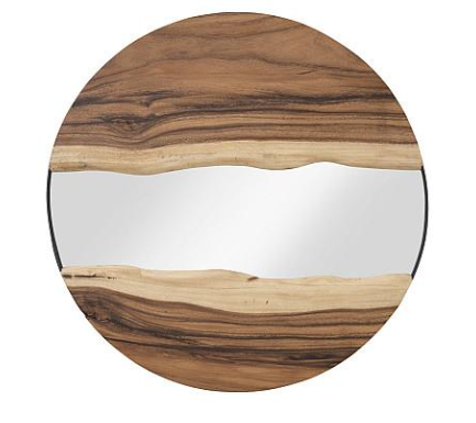 River Mirror, Natural, Round