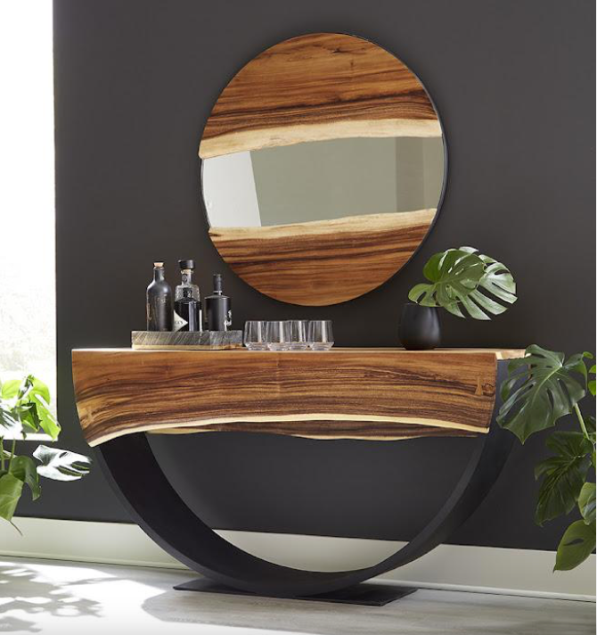 River Mirror, Natural, Round