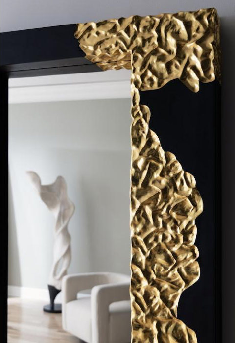 Mercury Mirror, Rectangle, Black, Gold Leaf