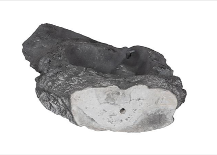 Colossal Cast Stone Sculpture, Two Holes, Charcoal Stone