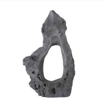 Colossal Cast Stone Sculpture, Single Hole, Charcoal Stone