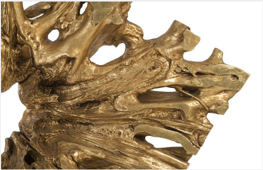 Cast Teak Root Sculpture On Base, Gold leaf