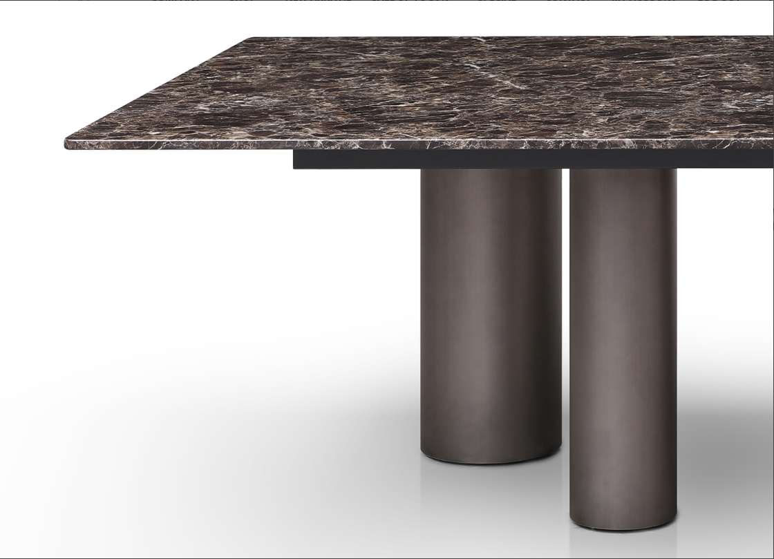 High Gloss Brown Dark Emperador Marble Dining Table