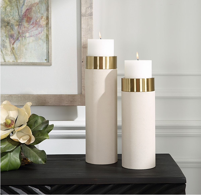 Wessex Candleholders, White, S/2