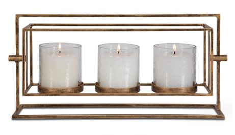 Wenman Triple Candleholder, Gold