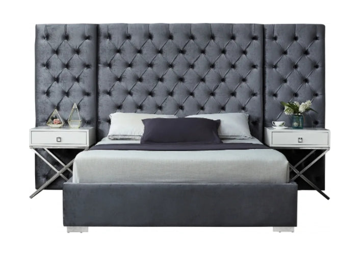 Veranda panel velvet queen bed